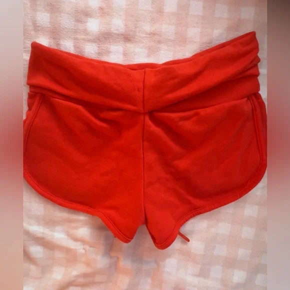 Red Fold Over Shorts - Picture 2 of 3